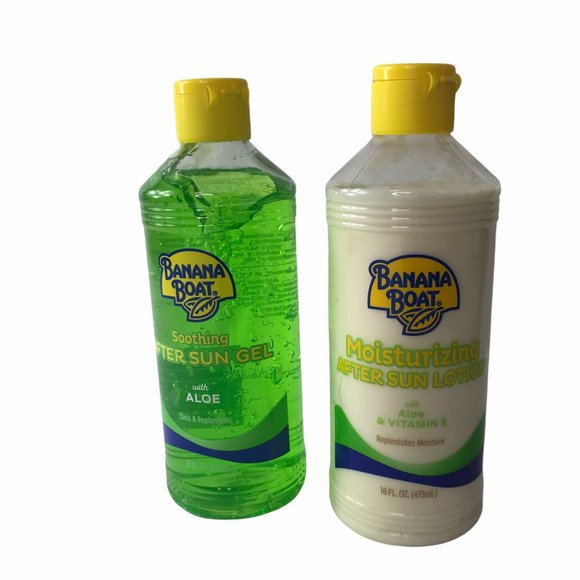 New NWT Set of 2 Banana Boat Aloe Vera Lotion, Gel, Two Bottles Each 10 Oz - Picture 1 of 4